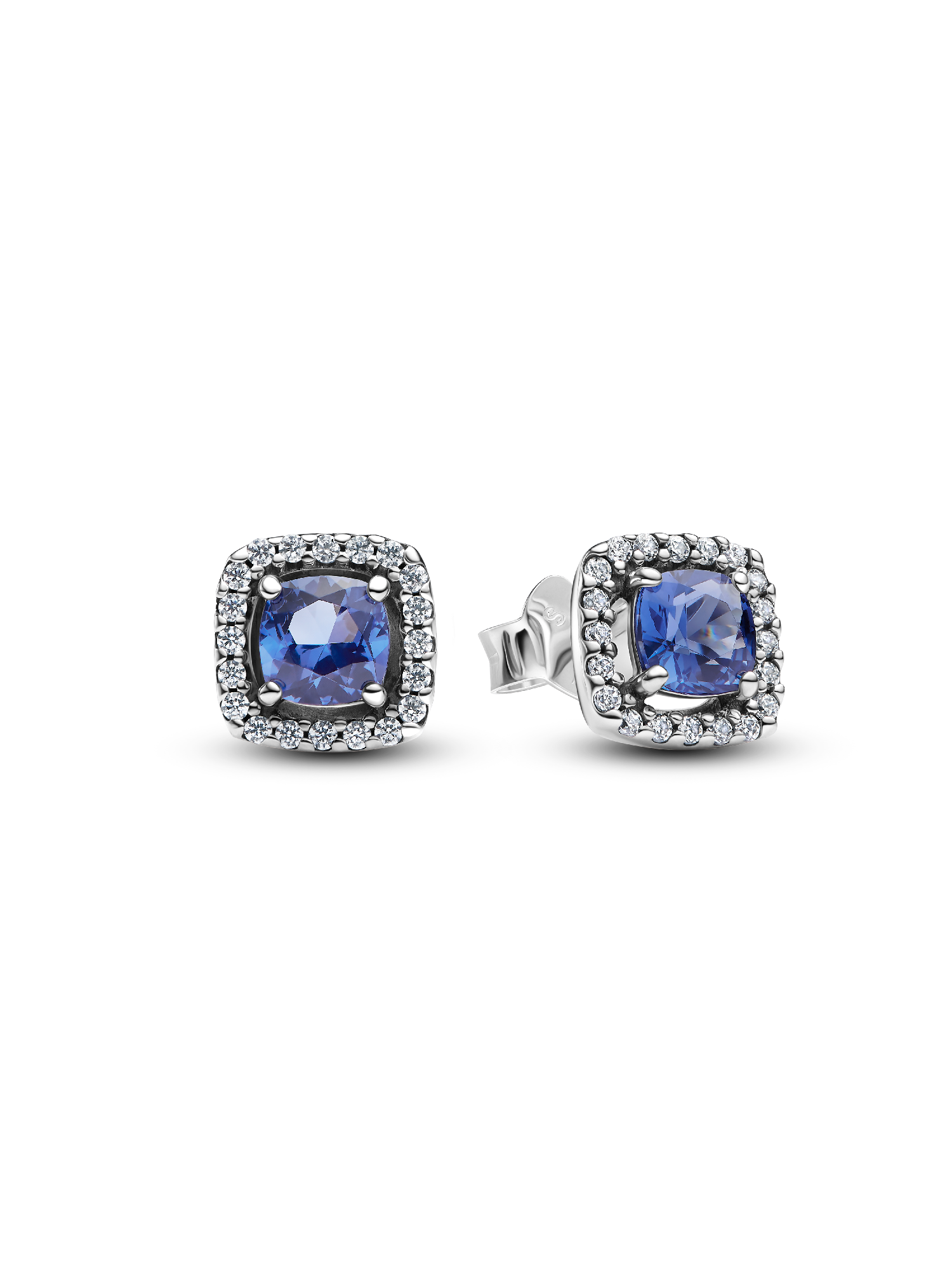 Funkelnder Quadratischer Blauer Strahlenkranz Ohrringe