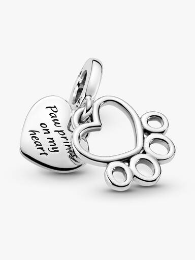 Herzen & Pfotenabdruck Charm-Anhänger