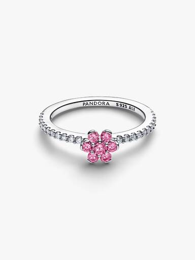 Anello Fiore rosa scintillante