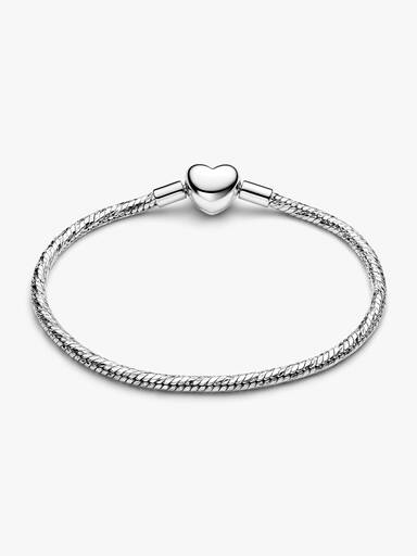 Bracelet Maille Serpent Facetté Fermoir Cœur