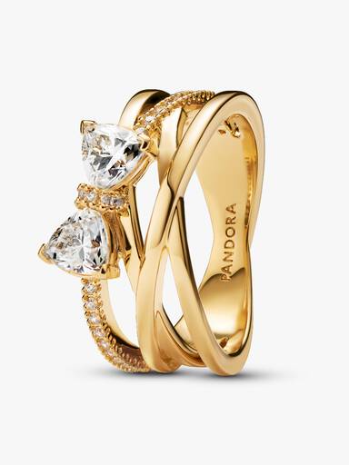 Bague Anneau Croisé & Nœud Scintillant