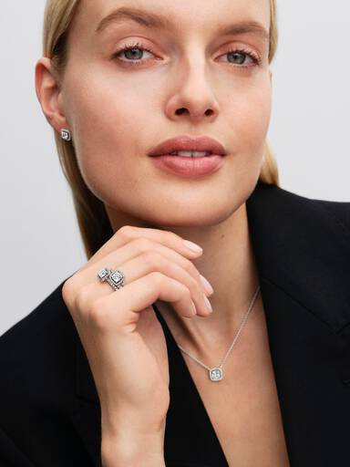 Bague Halo Scintillant Carré