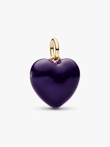 Charm Pendant Cœur Tridimensionnel Violet