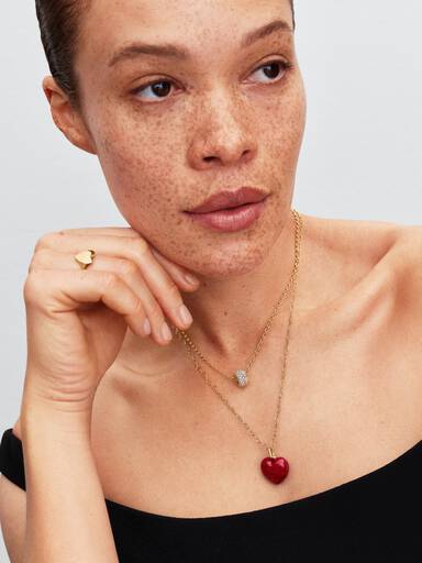 Charm Pendant Cœur Tridimensionnel Rouge