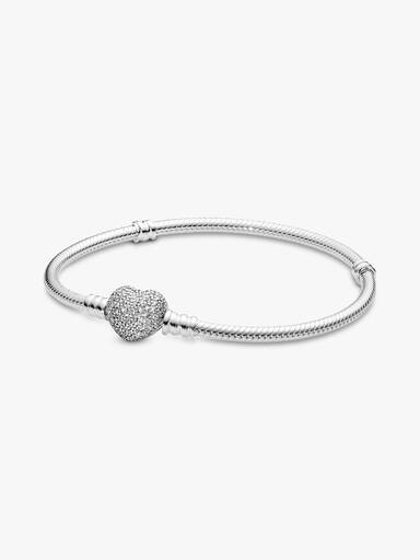 Funkelndes Herz & Schlangen-Gliederarmband