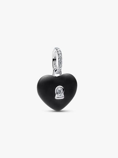 Charm Pendant Cadenas Cœur Céramique Noire Mate