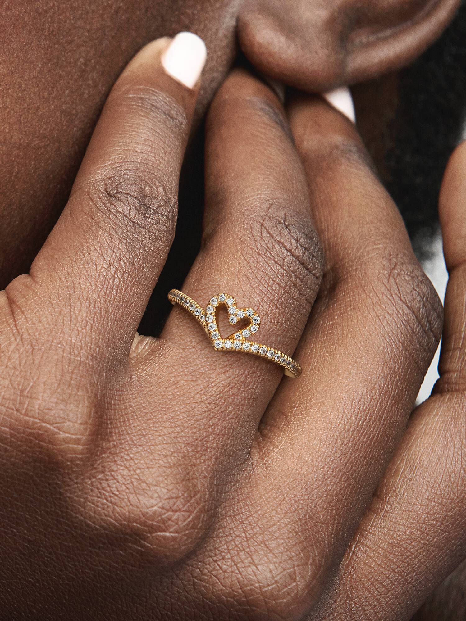 Wishbone Funkelndes Herz Ring