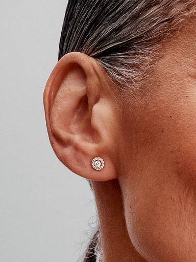 Clous d'Oreilles Halo Pavé Rond