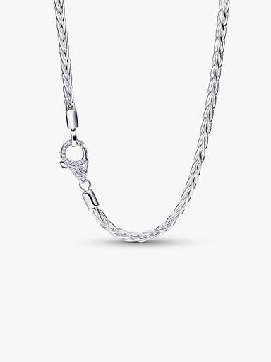 Fuchsschwanz-Charm-Halskette mit Pavé-Verschluss