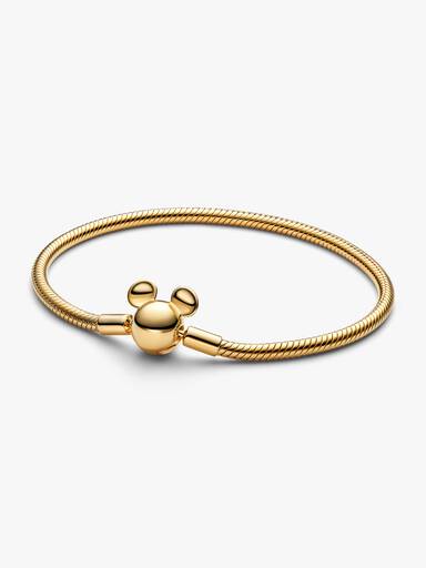 Disney, bracciale Moments con maglia snake e chiusura con Mickey Mouse