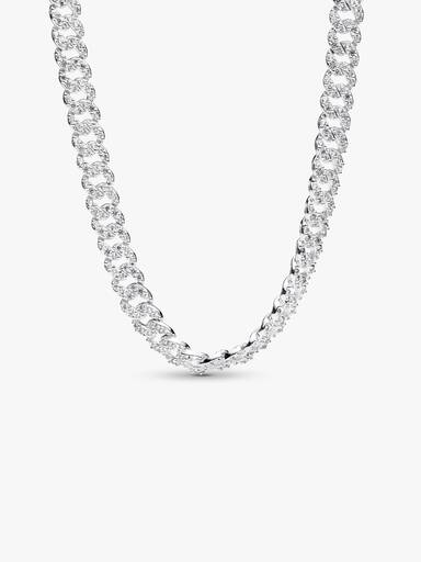 Collana con maglia cubana e pavé