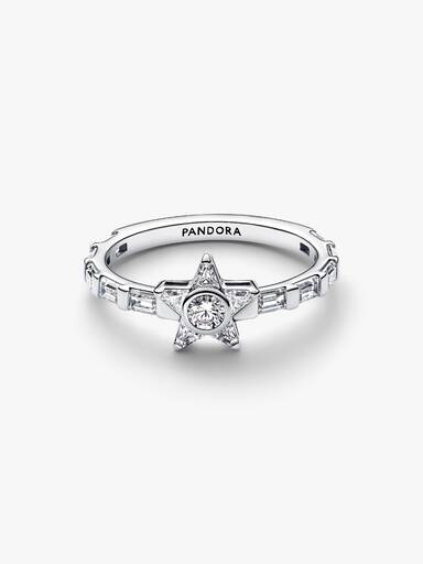 Bague Baguette Étoile Scintillante