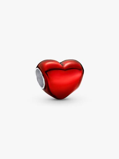 Charm Cuore rosso metallico
