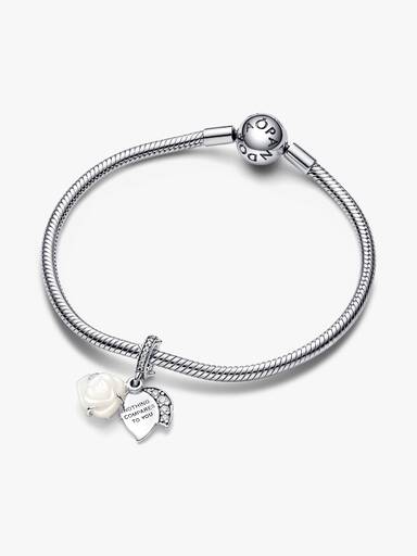 Weiße Blühende Rose Doppelter Charm-Anhänger
