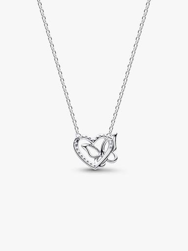 Collier à Pendentif Cœur & Papillon Entrelacés