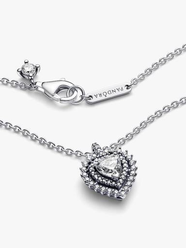 Collier Pendant Halo Cœurs Scintillant