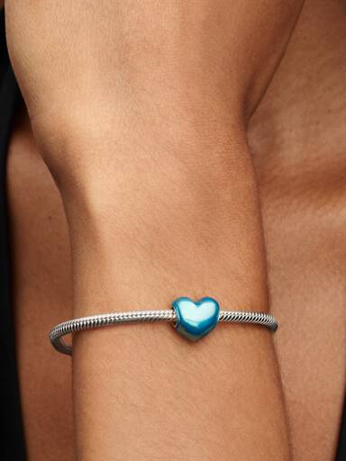 Charm Cuore azzurro metallizzato