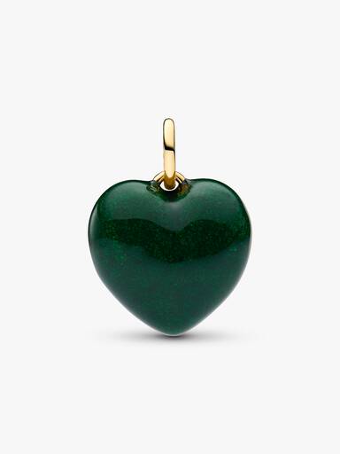 Charm Pendant Cœur Tridimensionnel Vert
