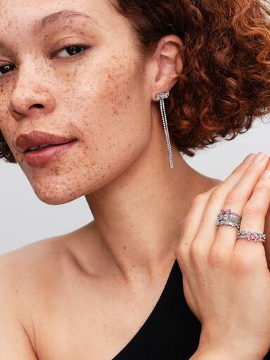 Bague Nœud Rose Scintillant