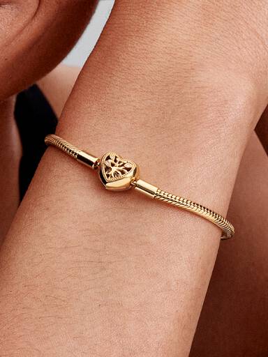 Bracciale a maglia snake con chiusura a cuore con albero della famiglia