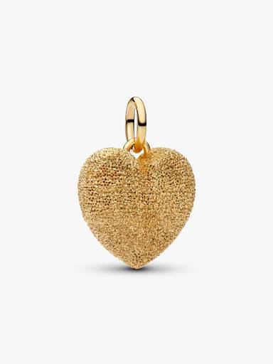 Charm Pendant Cœur Tridimensionnel Texturé