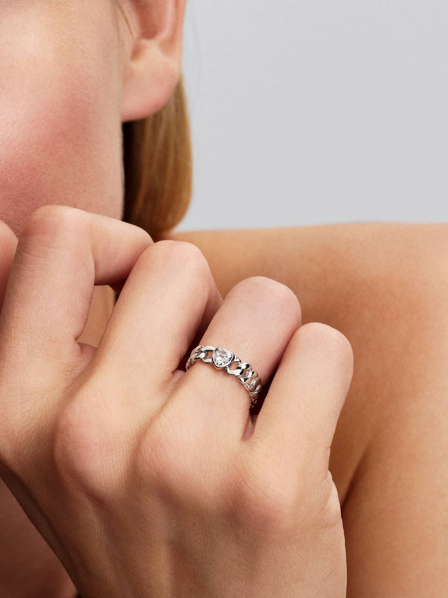 Anello Maglia Cubana Cuore