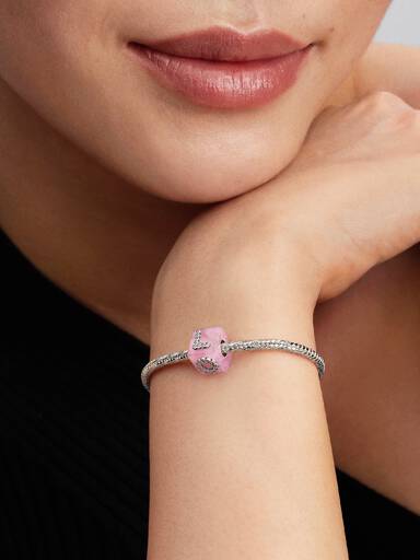 Charm Cube Love Verre de Murano Rose