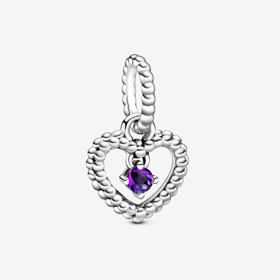 Charm pendente a cuore viola decorato con sfere image number 0