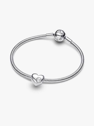 Charm Cœur Pierre Incolore Gravable