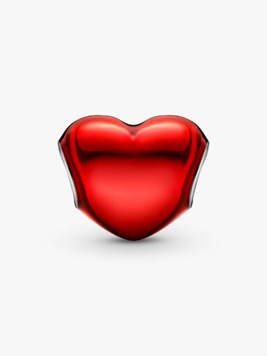 Charm Cuore rosso metallico