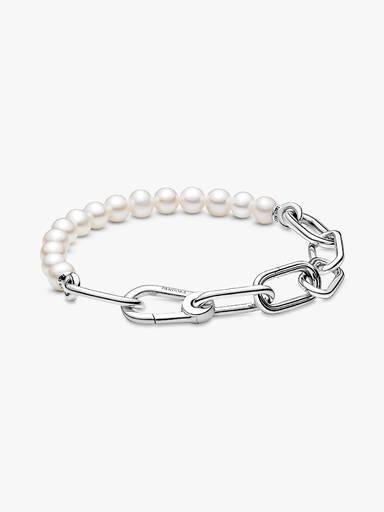 Bracciale maglia link con perle coltivate d’acqua dolce trattate Pandora ME