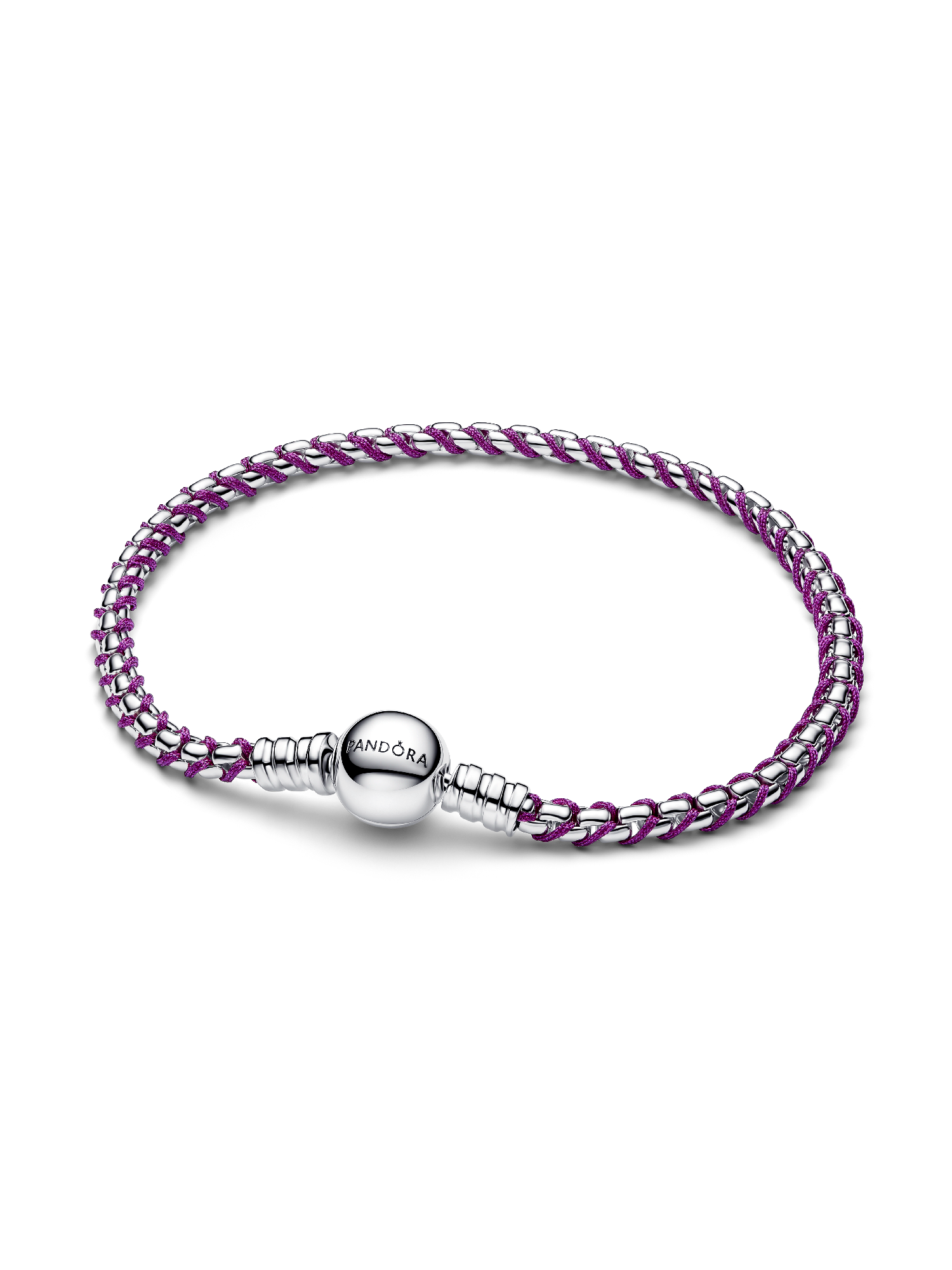 Lilafarbene Kordel Kastenkette Armband