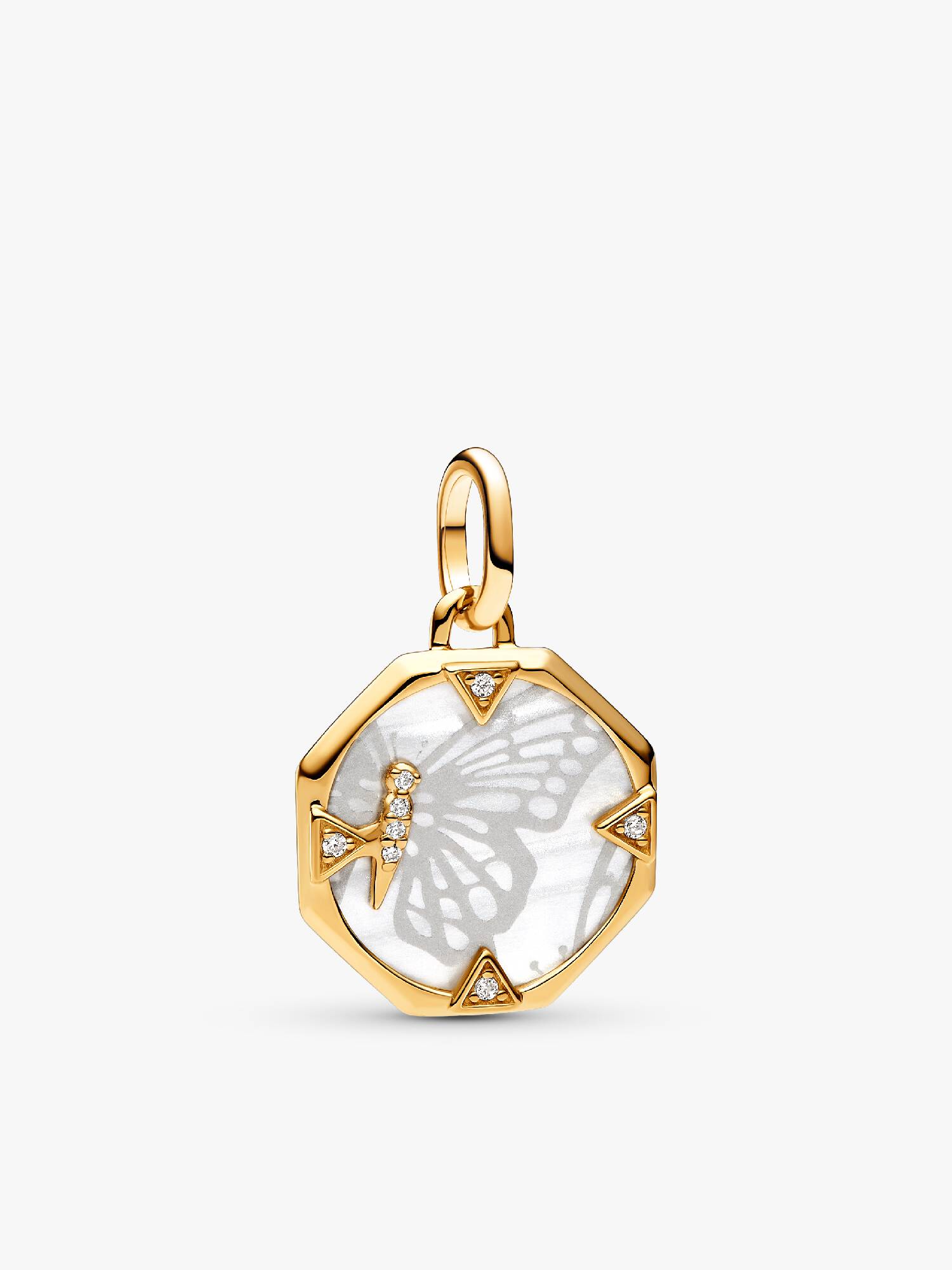 Perlmuttfarbener Schmetterling Medaillon-Charm