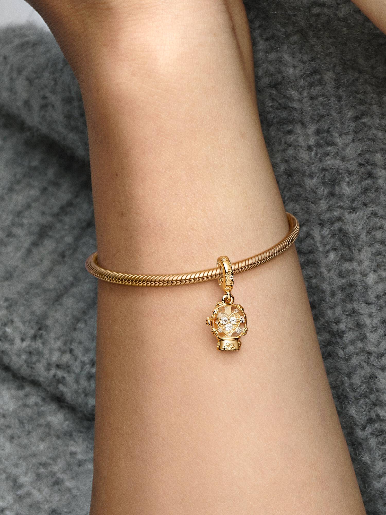 Herz Schneeflocke Schneekugel Charm-Anhänger