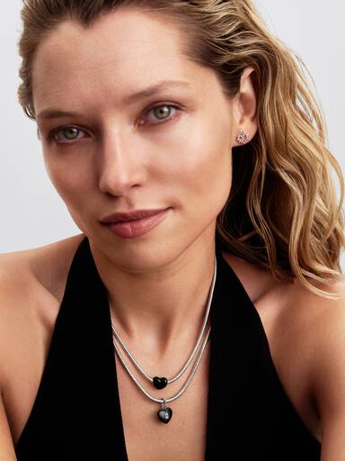 Charm Pendant Cadenas Cœur Céramique Noire Mate