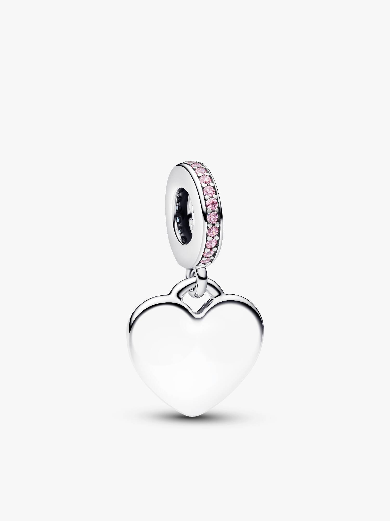 Gravierbares Herz Rosafarbener Stein Charm-Anhänger