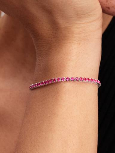 Bracciale Tennis Cristalli Rosa Scuro