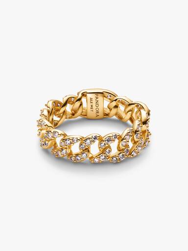 Bague Maille Cubaine Pavée