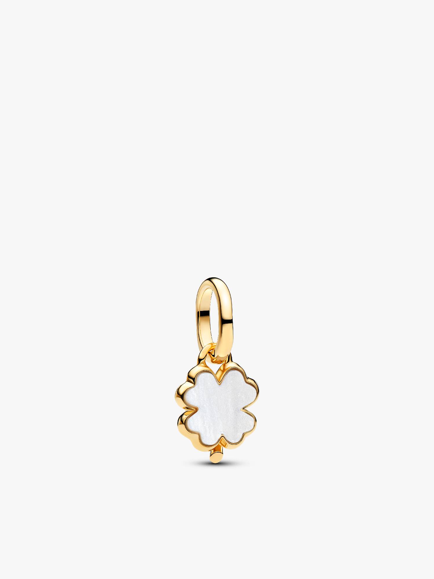 Weißes Glückskleeblatt Charm-Anhänger