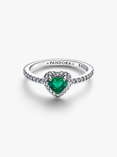 Anello Cuore in rilievo verde royal