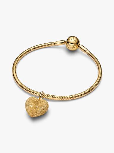 Charm Pendant Cœur Tridimensionnel Texturé