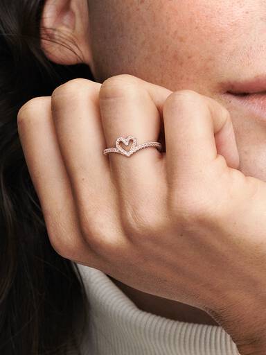 Bague Cœur Chevron Scintillante