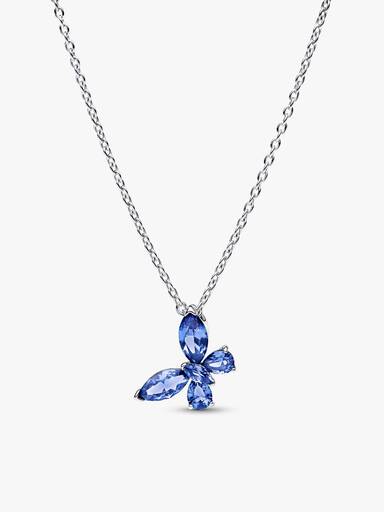 Winterblauer Schmetterling Halskette und Ohrring-Set