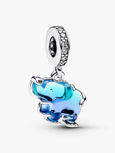 Blauer Murano-Glas Elefanten Charm-Anhänger