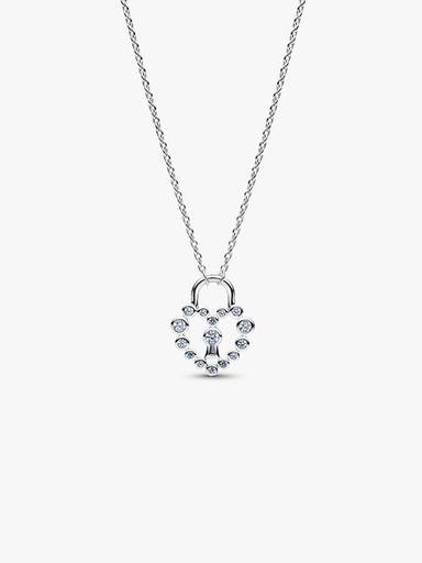 Collier à Pendentif Cadenas Cœur Scintillant