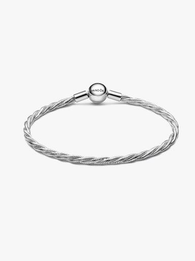 Bracelet Maille Serpent Torsadée Fermoir Pandora Rond