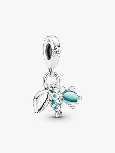 Charm Pendant Triple Poisson, Tortue de Mer & Conque
