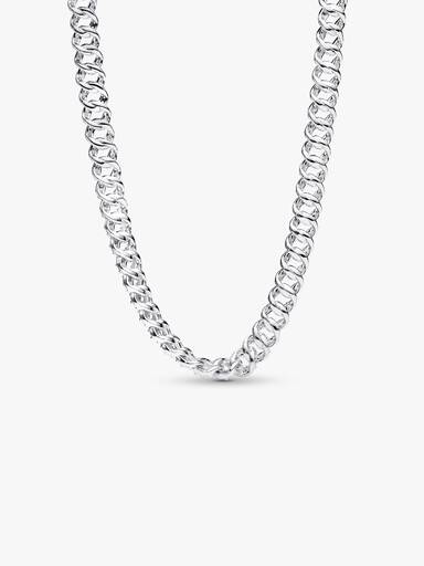 Collana con maglia cubana e pavé