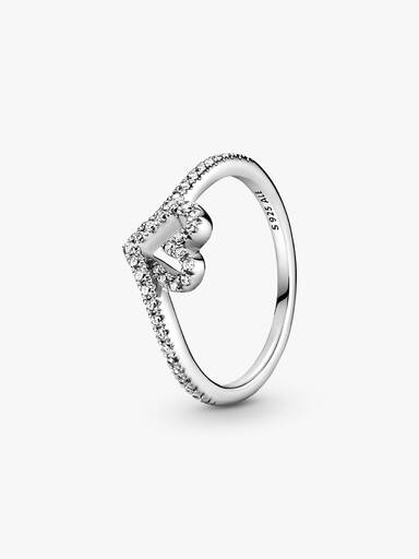 Funkelnder Wishbone Herz Ring