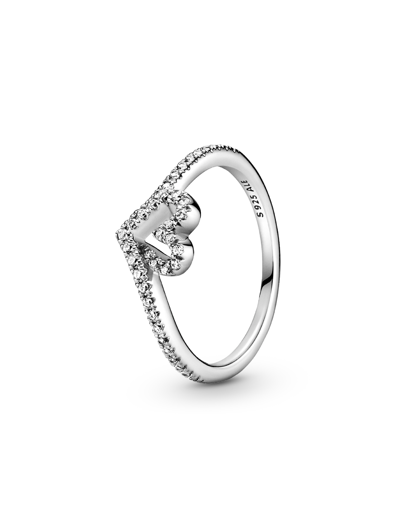 Funkelnder Wishbone Herz Ring
